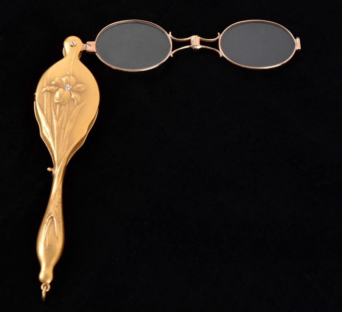 Antique 10K Yellow Gold Lorgnette Opera Glasses with (1 of 3)