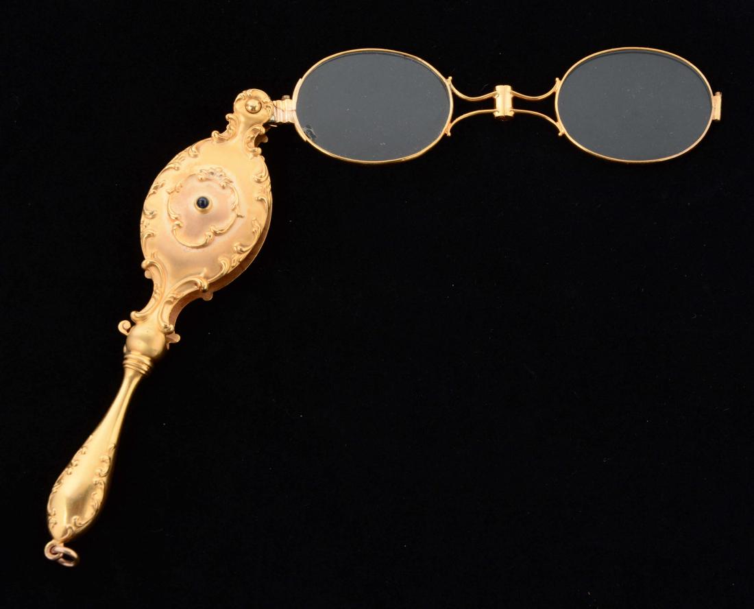 Antique 14K Yellow Gold Lorgnette Opera Glasses with (1 of 3)