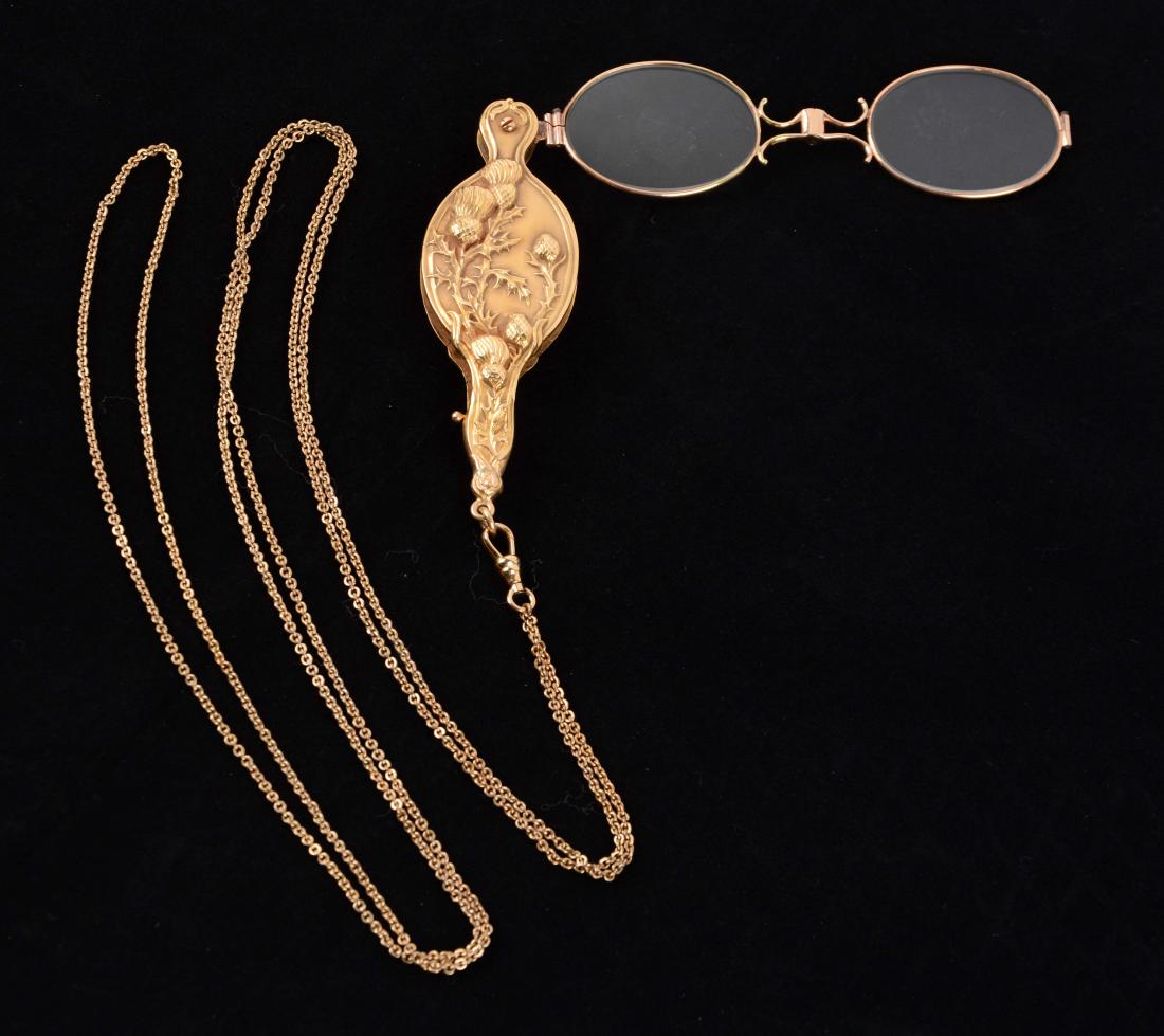 Antique 14K Yellow Gold Lorgnette Opera Glasses. (1 of 2)