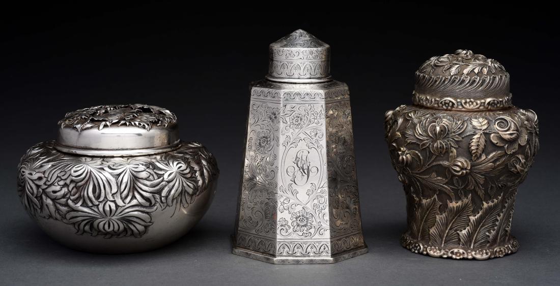 Lot of 3: Sterling Silver Tea Caddies. (1 of 6)