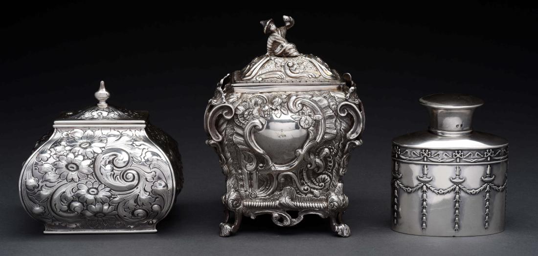 Lot of 3: Silver Tea Caddies. (1 of 7)