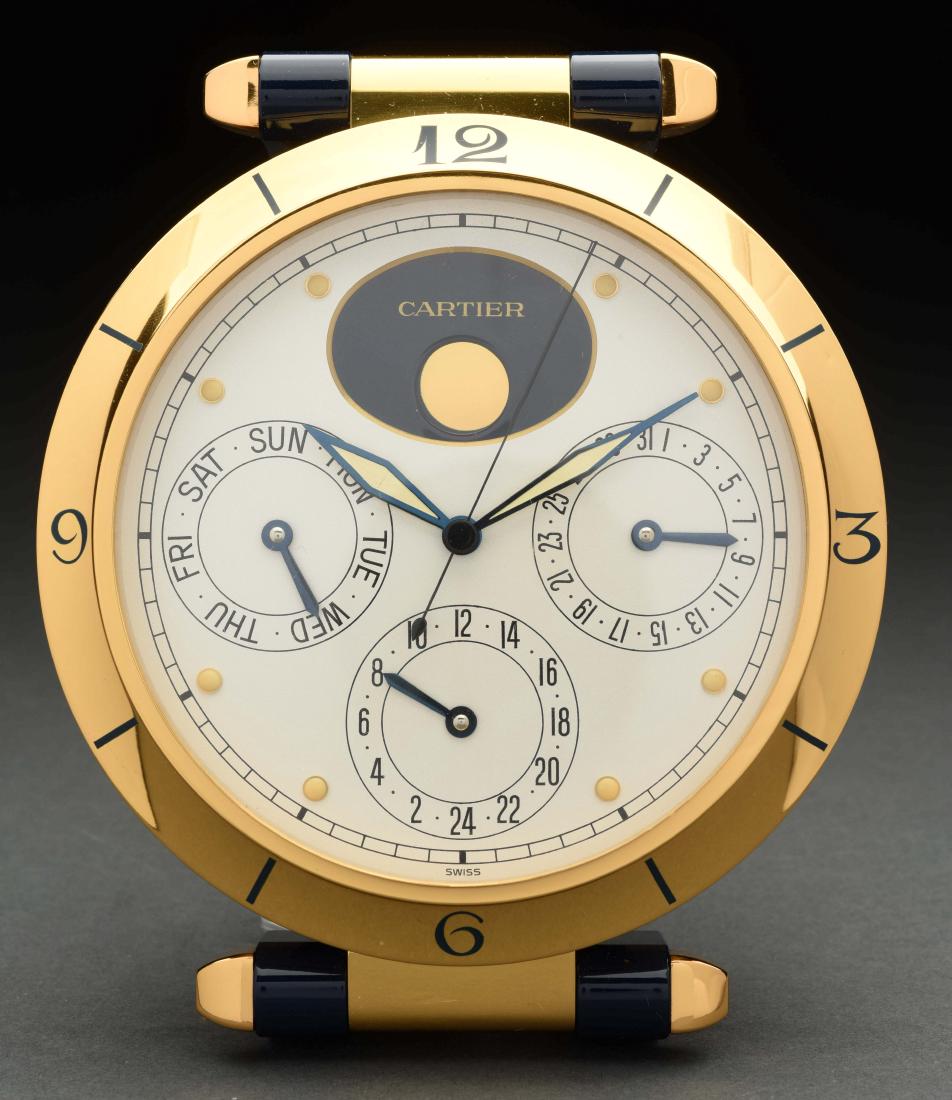 Cartier Battery Operated Desk Clock In Case.