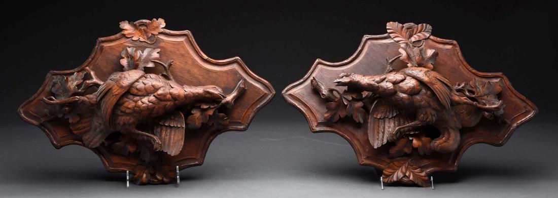 Lot Of 2: Hand Carved Pheasant Plaques. (1 of 3)