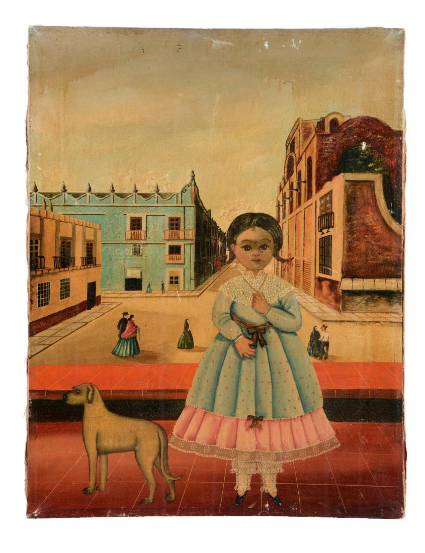 Oil On Canvas Little Girl with Dog. (1 of 5)