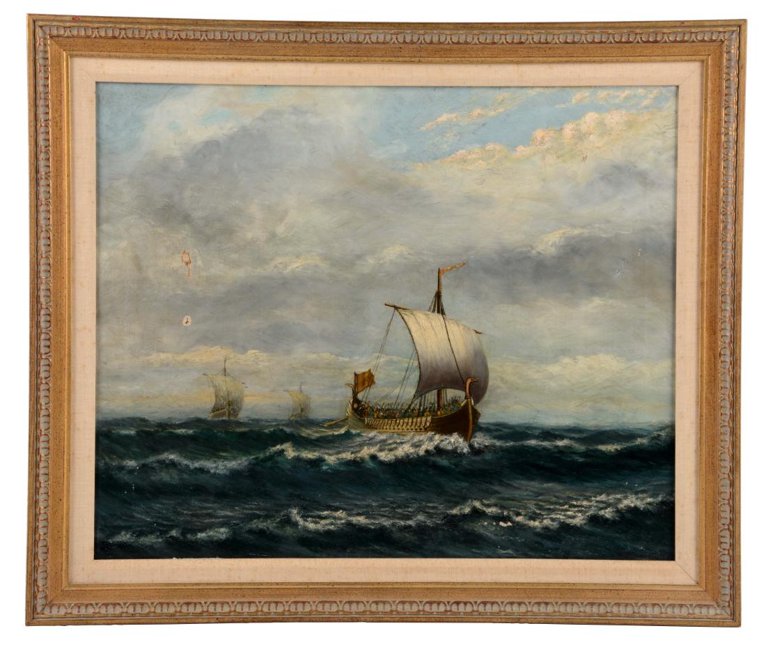 Framed Oil On Canvas Painting C. Hallberg. (1 of 5)