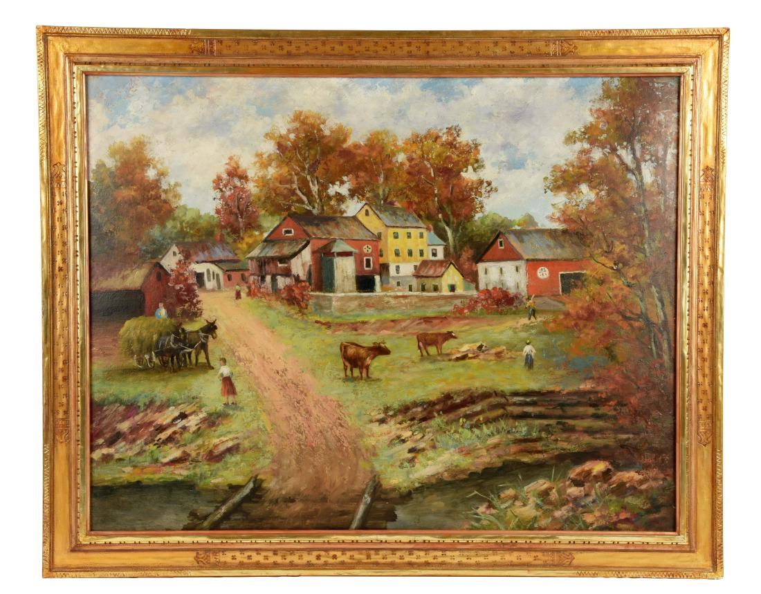 A.N. Lindenmuth Oil on Board of Pennsylvania Farm. (1 of 1)