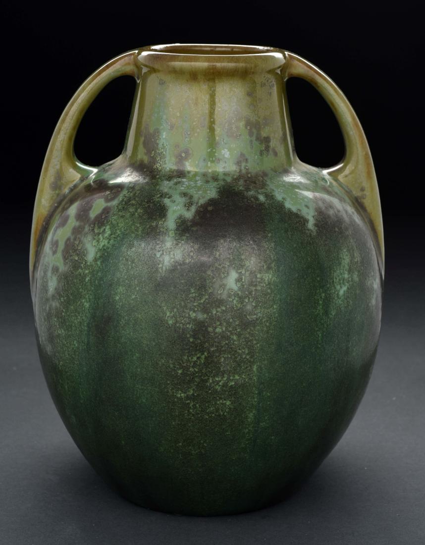 Green Fulper Pottery Vase with Handles. (1 of 5)