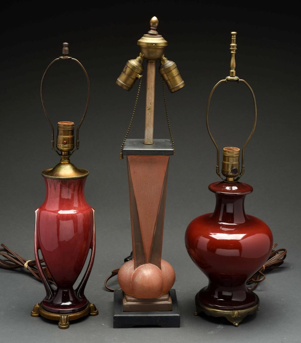 Lot Of 3: Pottery Lamp Bases. (1 of 2)