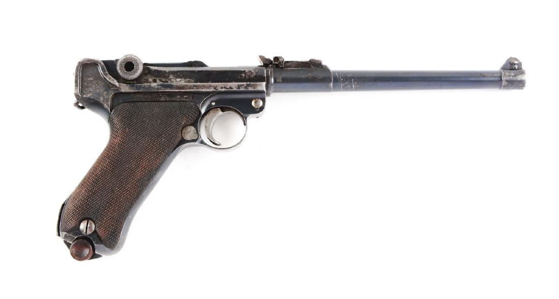 (C) DWM 1916 Artillery Luger.: World War I Artillery Luger. These were made for machine gun and tank units or anyone that needed a compact carbine style weapon. They came with a detachable stock/holster combo that would easily turn
