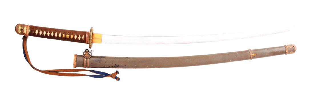 Japanese Mantetsu (Manchurian Railway) Katana Sword.: A Japanese Mantetsu (Manchurian Railway) Samurai Katana sword, these are highly desirable and patriotic swords. Blade has a straight temper and is very good with some very light spotting near tip and 