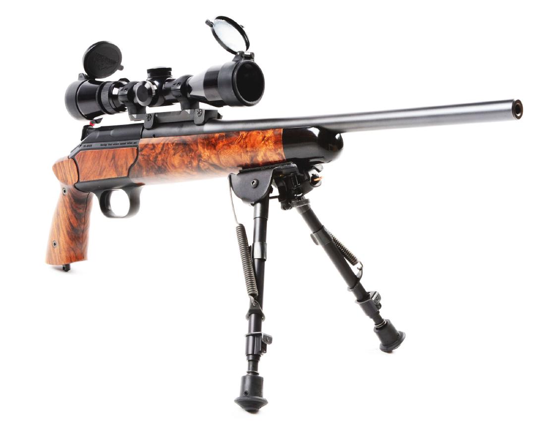 (M) Blaser Model R-93 HHS Bolt Action Pistol.: Hunting Handgun System features include left-hand straight pull bolt action, 14 in. hammer forged free floating barrel, matte black receiver with wood, sideplates, Turkish walnut stock with pistol gri