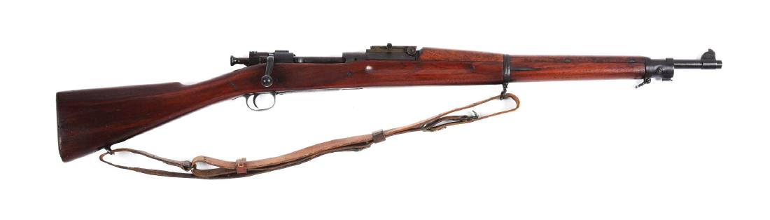 (C) U.S. Model 1903 Springfield Bolt Action Rifle.: The receiver of this rifle was manufactured in 1932. The barrel is dated "SA 4-18". The "RA'P" stamp on left side of stock is a Raritan Arsenal rework mark 1918-49. All parts on this rifle are machine
