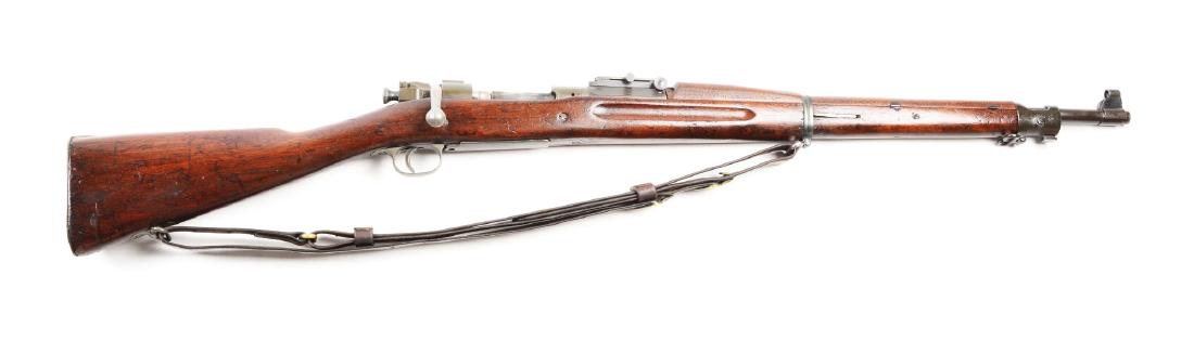 (C) Springfield Model 1903 Bolt Action Rifle.: Barrel is stamped "SA (bomb) 10-11". The frame is this rifle was built in 1904, second year production. Barrel is dated 1911. Metal has been refinished in a green matte parkerized World War II finish.