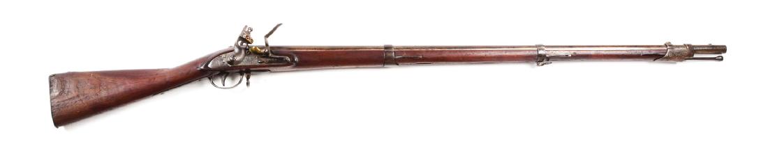 (A) U.S. Model 1816 Flintlock Musket by Evans, Valley: This is a type I musket dated 1823. It features a round smoothbore steel barrel with bayonet lug mounted on top, near muzzle and breech stamped "US/US/P" Flat flintlock lockplate with beveled edges an