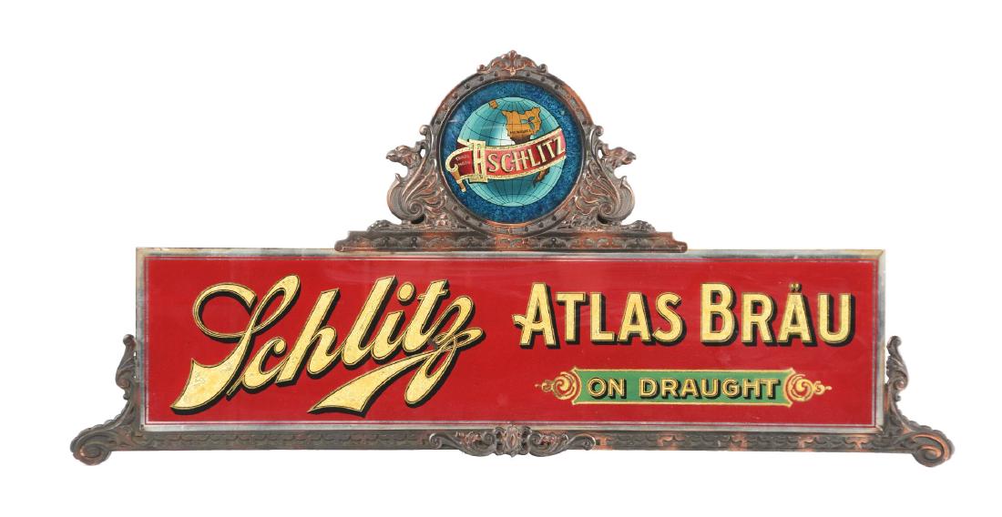 Rare Reverse Glass Schlitz Beer Advertising Sign. (1 of 5)