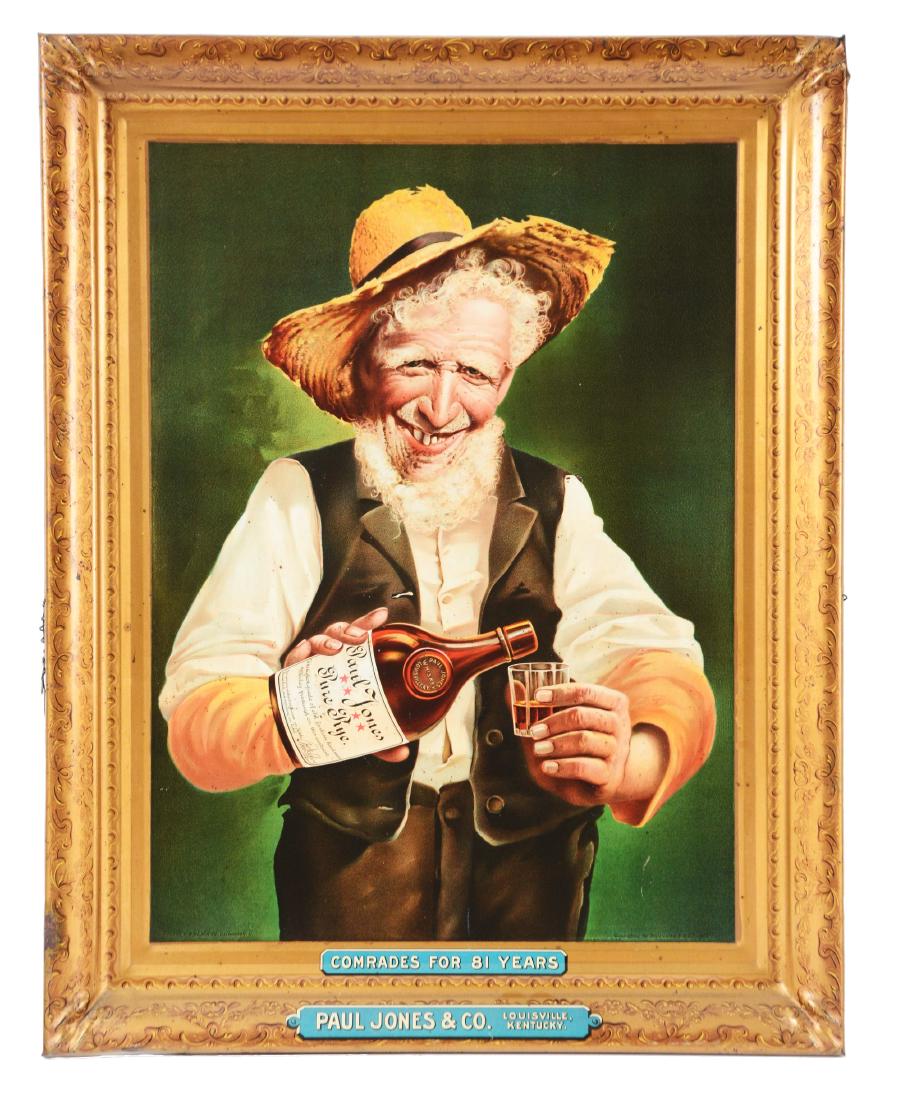 Self Framed Tin Paul Jones Pure Rye Advertising Sign. (1 of 3)