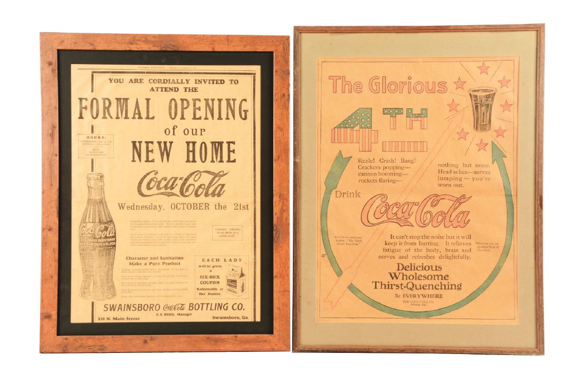 Lot Of 2: Framed Coca-Cola Newspaper Advertising Signs. (1 of 1)