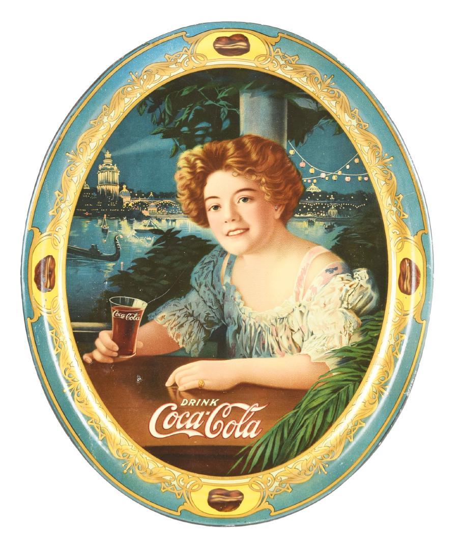 1909 Drink Coca-Cola Tin Litho Advertising Tray. (1 of 2)