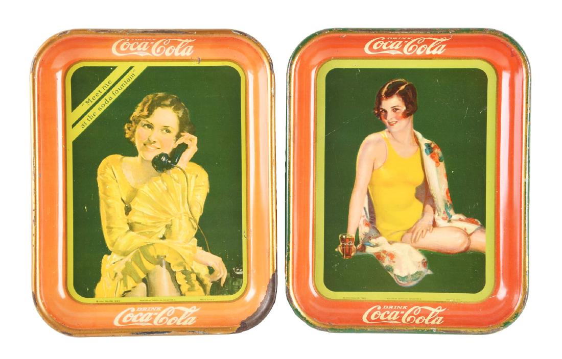 Lot Of 2: 1929 & 1930 Coca-Cola Tin Serving Trays. (1 of 2)