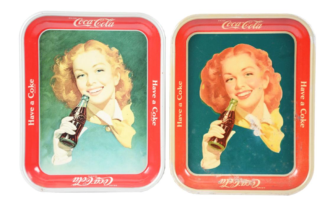 Lot Of 2: 1950-1952 Coca-Cola Tin Trays. (1 of 1)