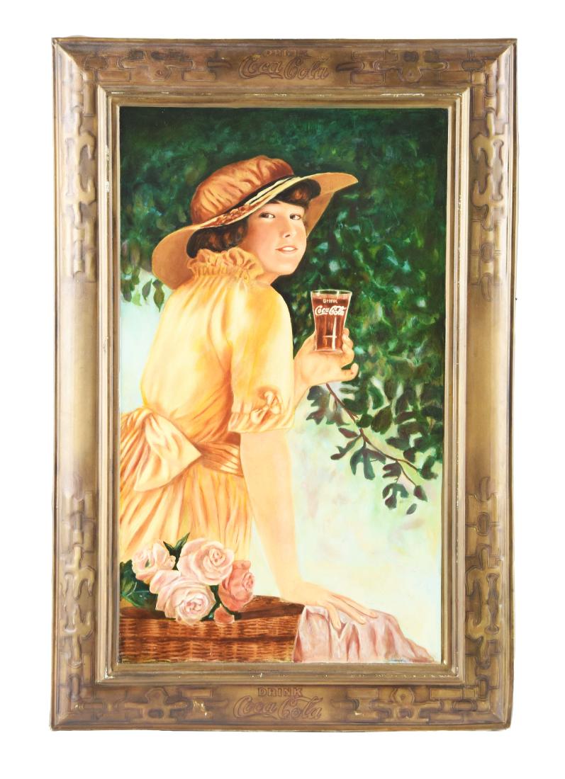 Self-Framed Coca-Cola Tin Litho Advertising Sign. (1 of 1)