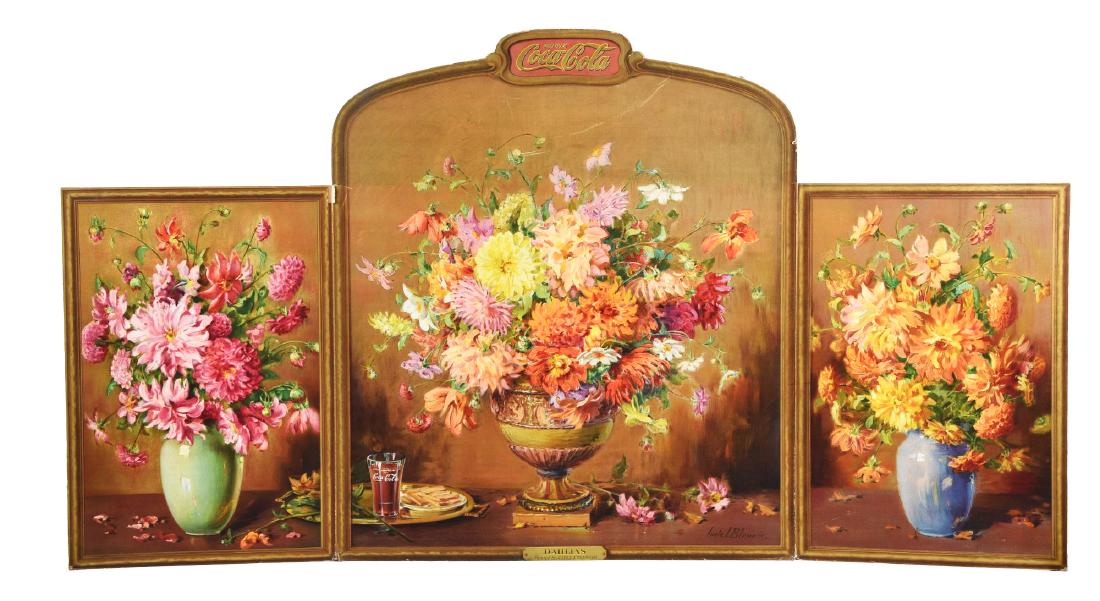 Cardboard Coca-Cola "Dahlias" Trifold Advertising (1 of 1)