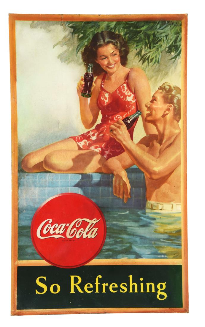 1946 Cardboard Coca-Cola So Refreshing Sign. (1 of 1)