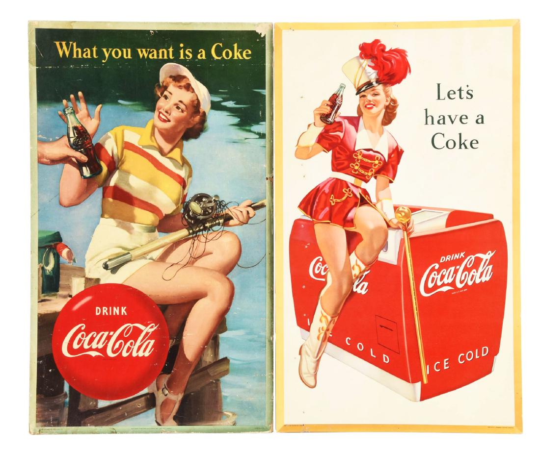 Lot Of 2: Cardboard Coca-Cola Signs. (1 of 1)