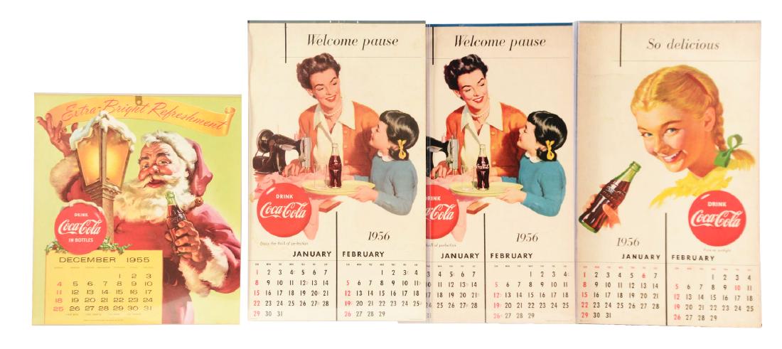 Lot Of 4: 1955 & 1956 Coca-Cola Calendars. (1 of 1)