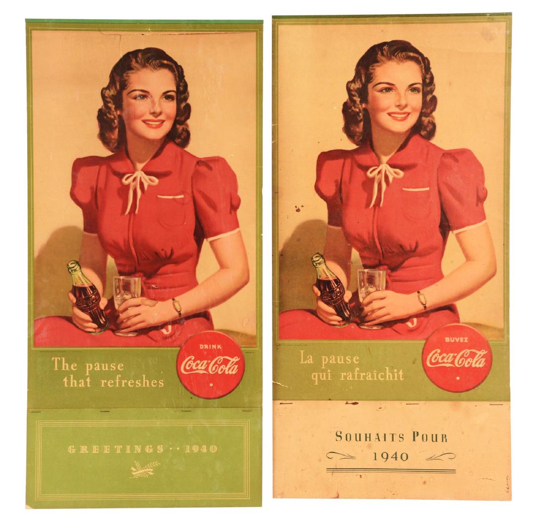 Lot Of 2: French & American 1940 Coca-Cola Calendars. (1 of 1)