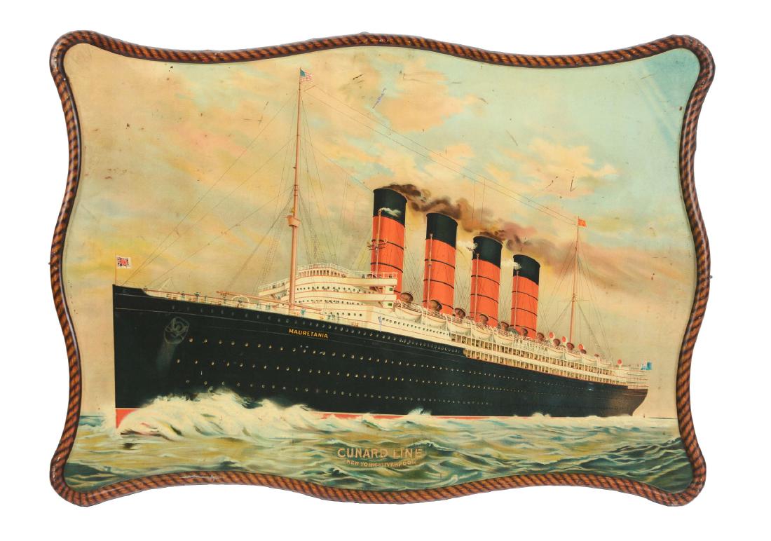 Self Framed Tin Cunard Line Advertising Sign. (1 of 3)