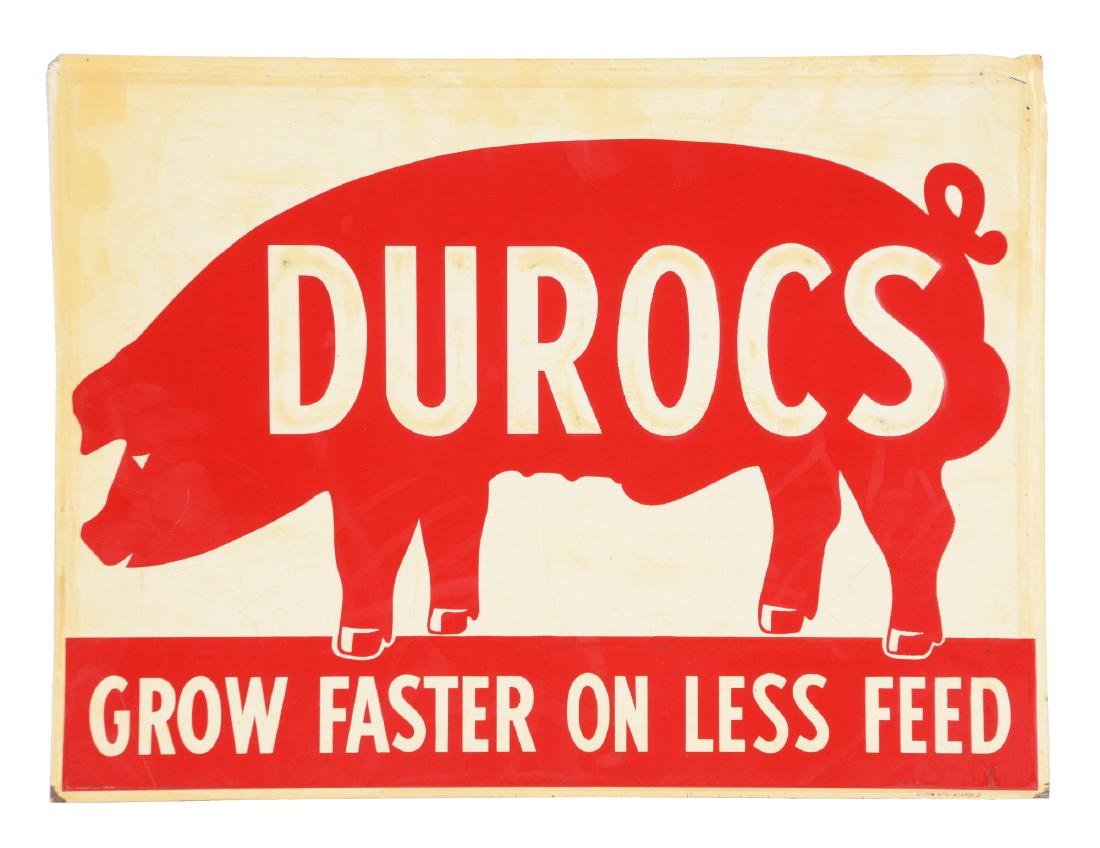 Embossed Tin Durocs Feeds Advertising Sign. (1 of 3)