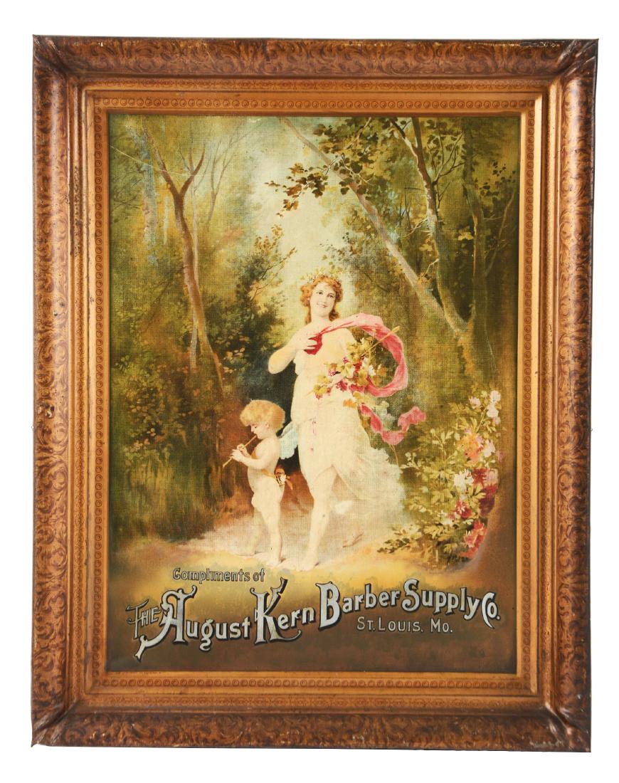 Tin August Kern Barber Supply Advertising Sign. (1 of 3)