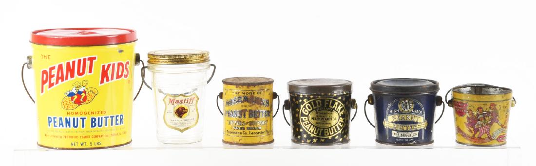Lot of 6: Early Peanut Butter Tins. (1 of 2)