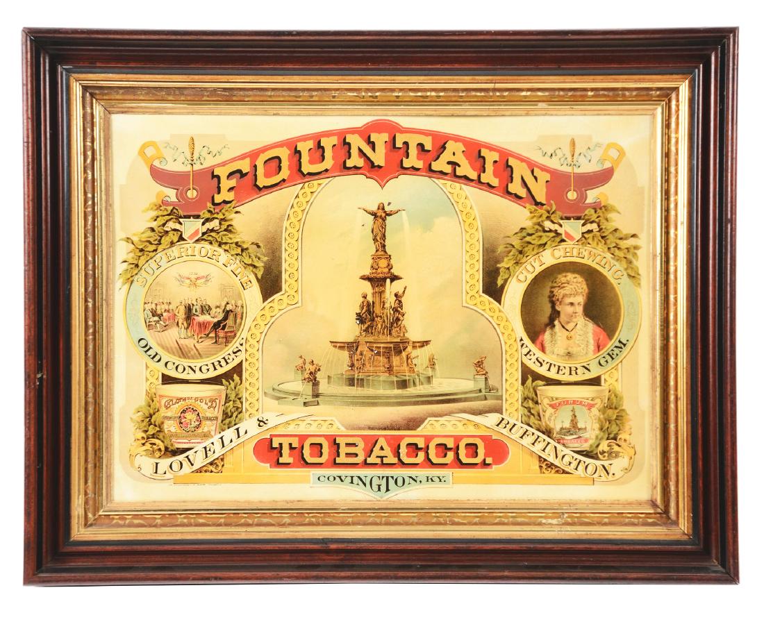 Fountain Tobacco Tin Litho Advertising Sign. (1 of 6)