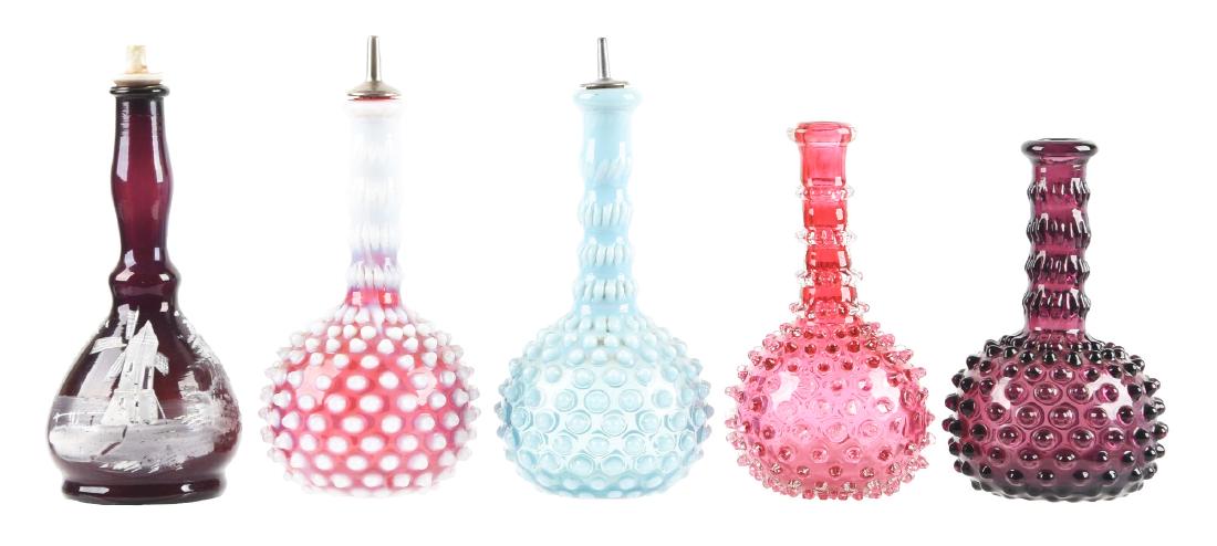 Lot of 5: Vintage Glass Barber Bottles. (1 of 1)