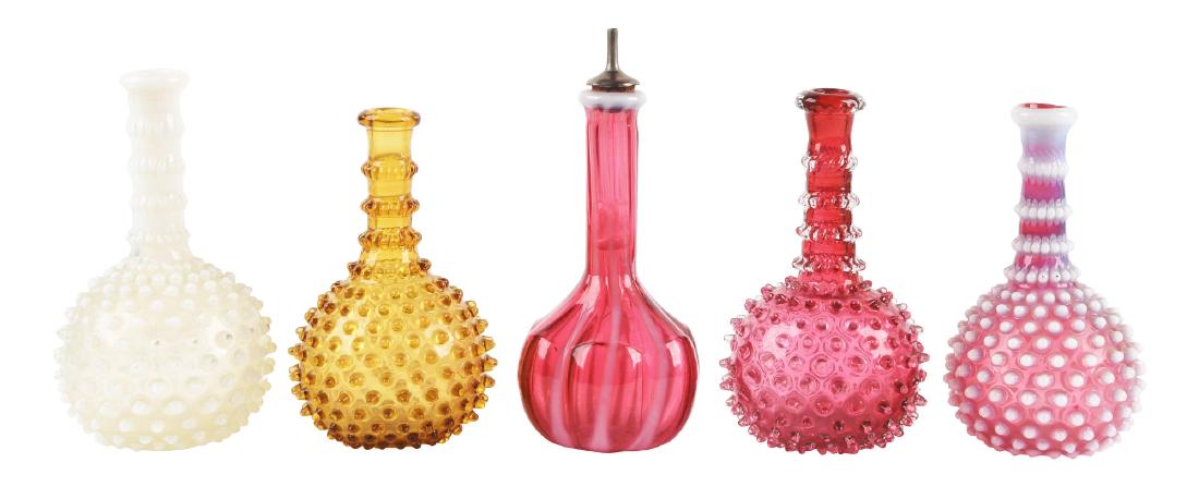 Lot of 5: Assorted Glass Barber Bottles. (1 of 1)