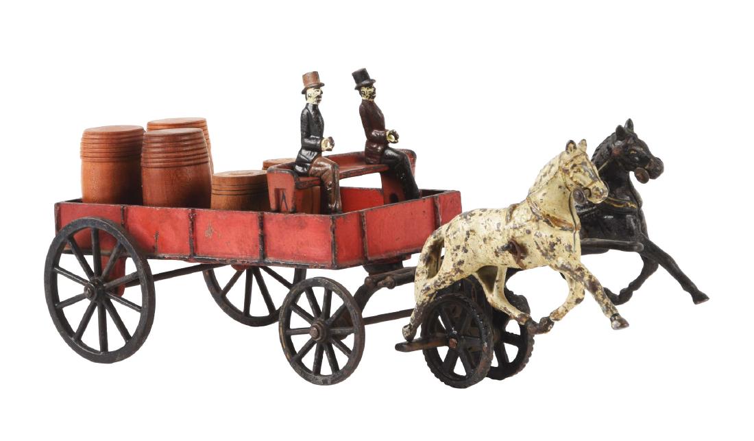 American Cast Iron Horse Drawn Barrel Wagon. (1 of 2)