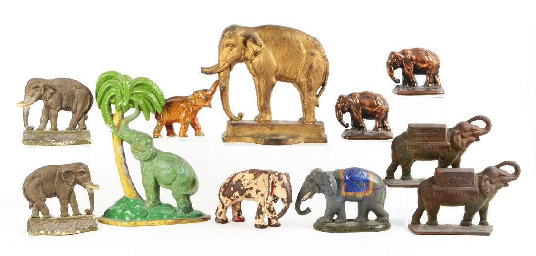 Lot of 8: Cast Iron Elephant Doorstops & Bookends. (1 of 1)