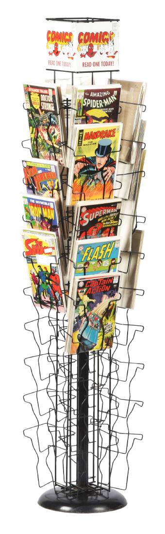 1950's Tin & Metal Wire Comic Book Racks & Comic Books. (1 of 3)