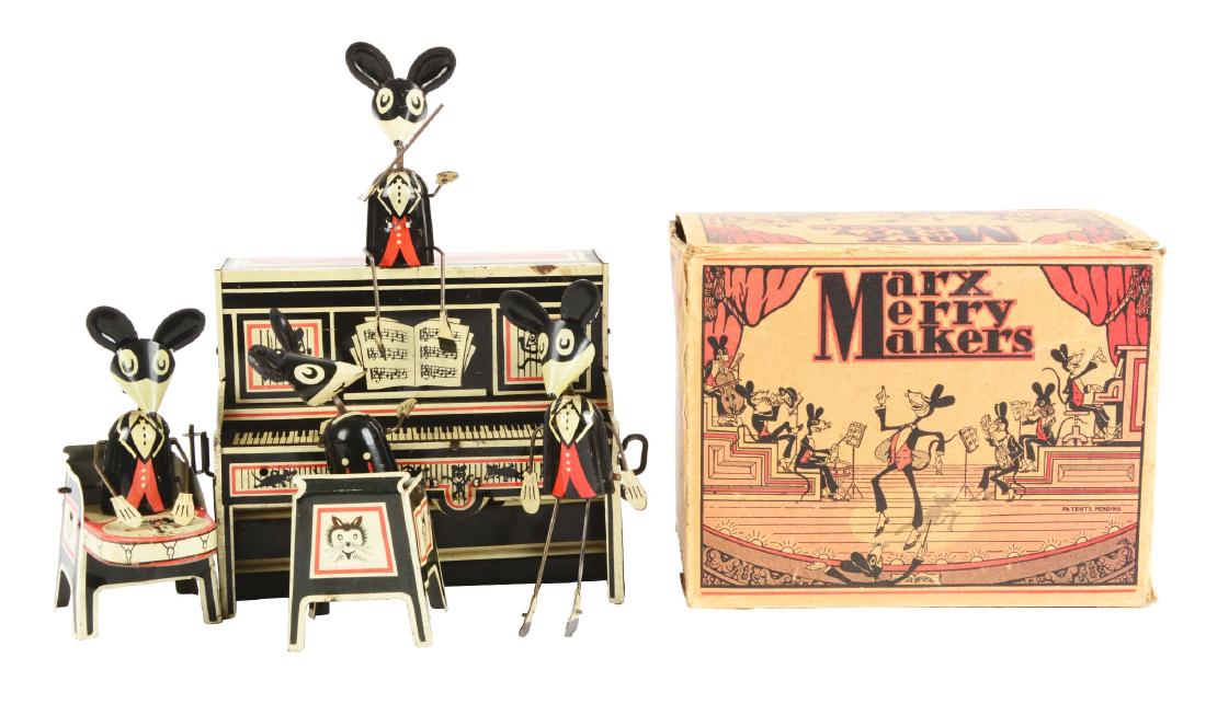 Marx Tin Litho Wind Up Merry Makers Mouse Band Toy. (1 of 7)