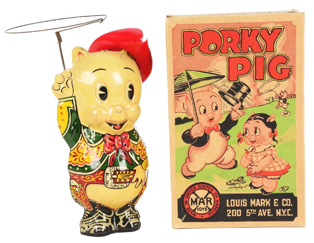 Marx Tin Litho Wind Up Porky Pig Toy. (1 of 7)