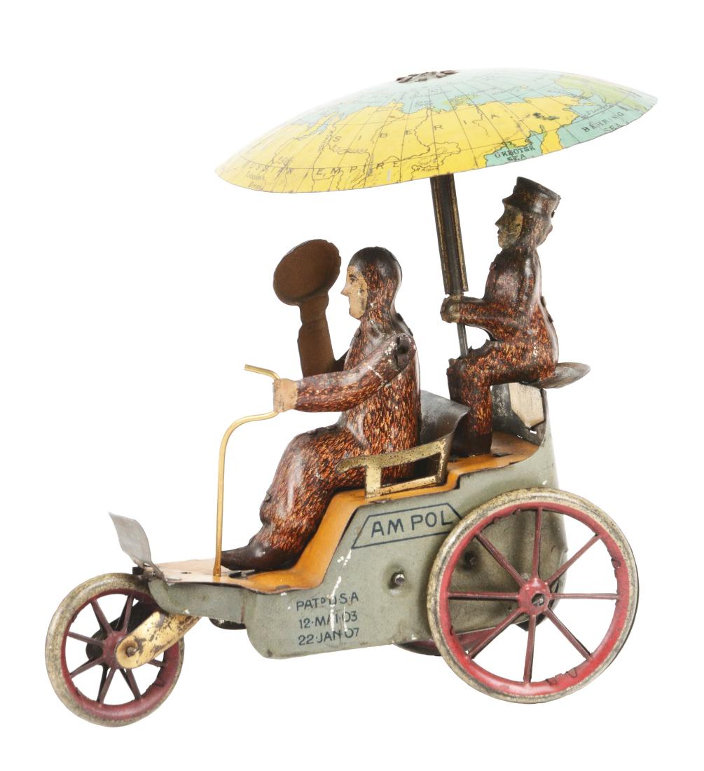 German Lehmann Tin Litho Wind Up Am Pol Toy. (1 of 3)