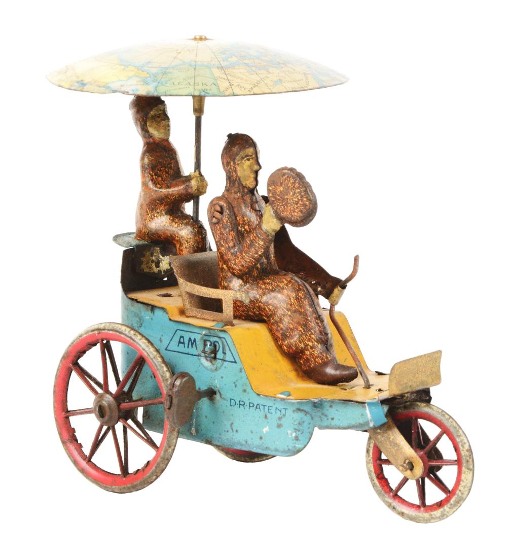 German Lehmann Tin Litho Wind Up Am Pol Toy. (1 of 3)