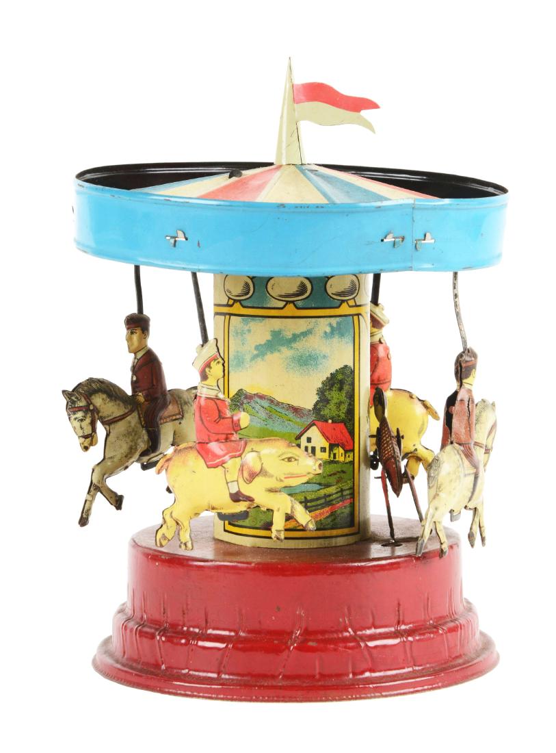 German Guntherman Tin Litho Wind Up Go-A-Round. (1 of 6)