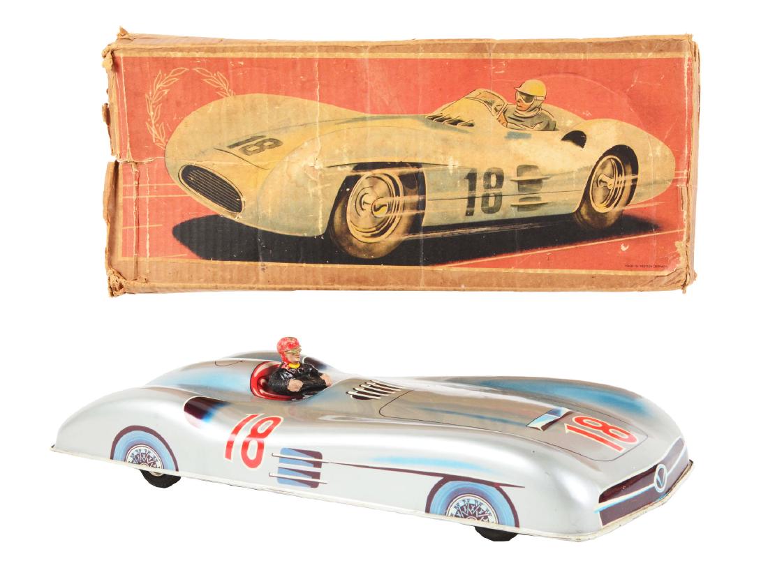 German Tin Litho Race Car Toy In Box. (1 of 5)