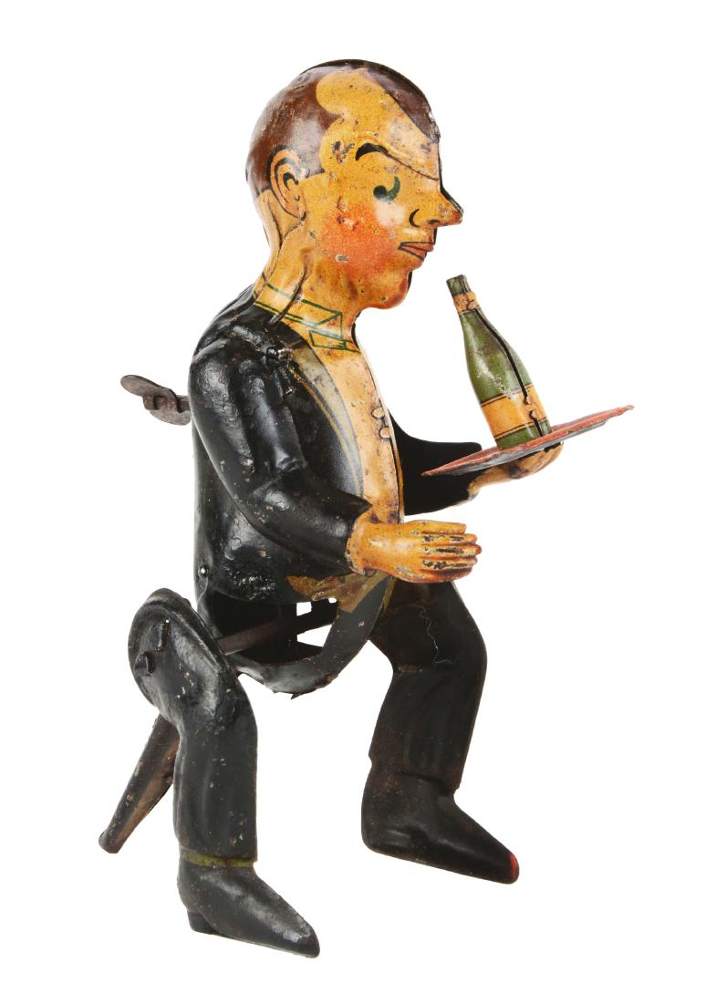 Scarce German Tin Litho Wind Up Waiter Toy. (1 of 4)
