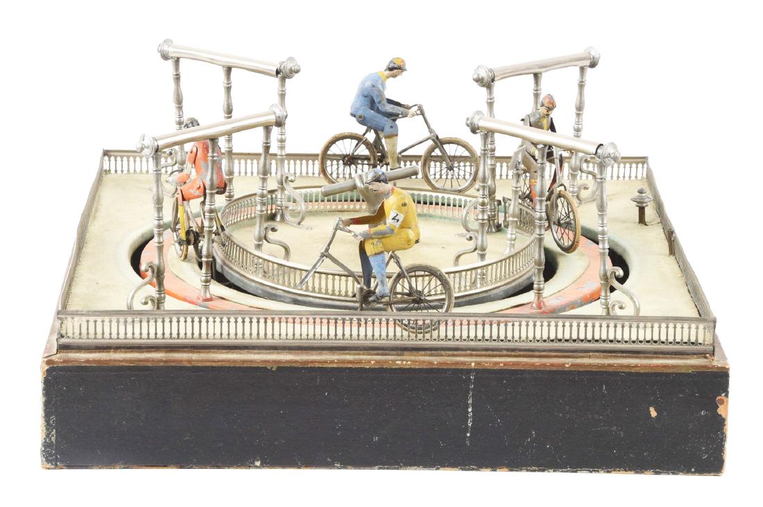 European Clockwork Hand Painted Metal Bicycle Racing (1 of 5)