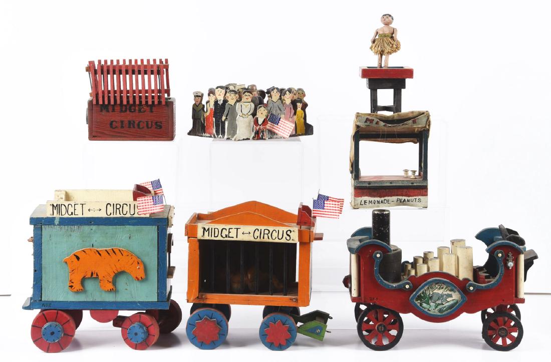 Very Unusual Hand Carved Wooden Folk Art Circus (1 of 1)