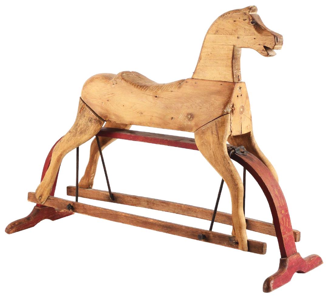 Children's Wooden Hobby Horse on Wooden Platform. (1 of 4)